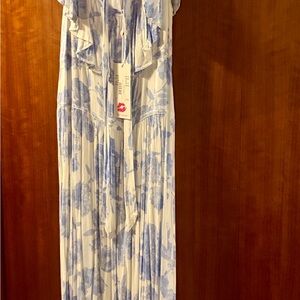 Buddy Love White and Light Blue Floral Maxi Dress